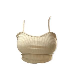 cream ribbed cropped camisole top